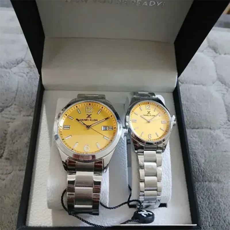 Daniel Klein Yellow Dial Couple Watch Set- DK.1.13753-5